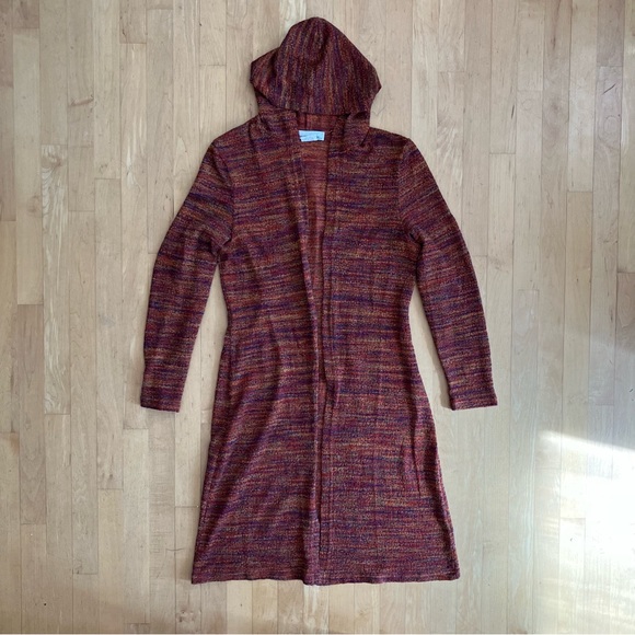 2/$20 Marled knit hooded duster open cardigan purple orange Medium - Picture 1 of 8